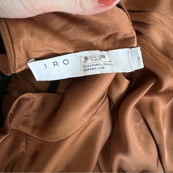IRO Osiam Satin Ruffle Mini Dress in Camel - Picture 5 of 10